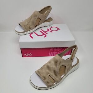 Ryka Women's Stretch Knit Sport Slingback Sandals Micha Taupe Sz 7.5W